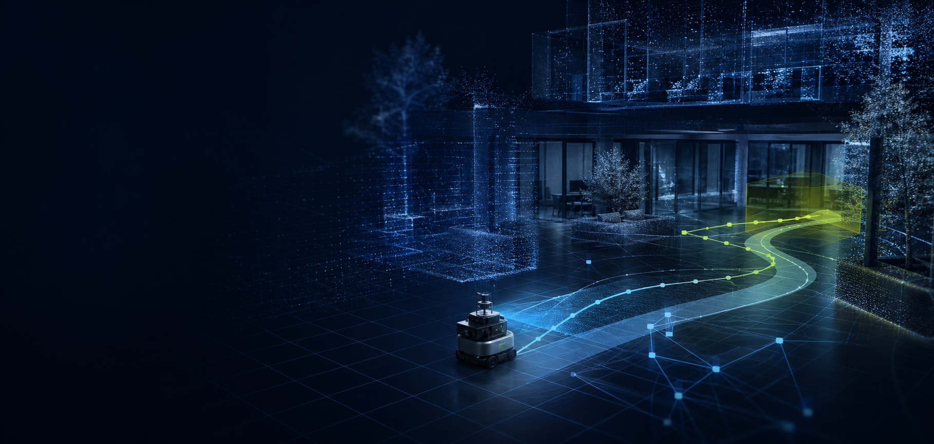 A mobile robot reasoning about a mapped indoor environment