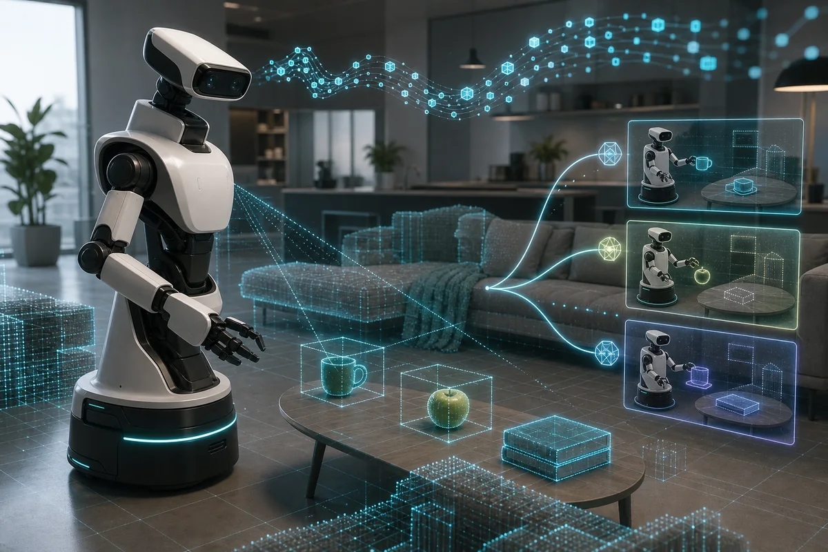 A robot reasoning about objects and possible actions in an everyday environment