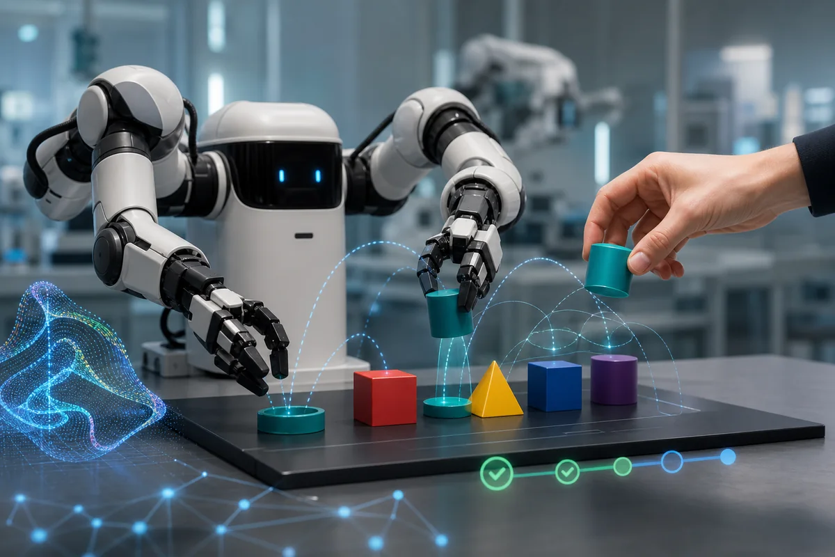 A robot learning a multi-step manipulation task with human guidance